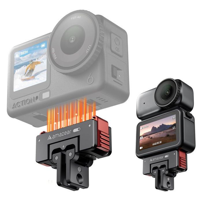 AMAZEAR Aluminum Alloy 360° Rotation Magnetic Quick-Release Mount for DJI OSMO Action 6 / Nano/Xtra Accessories