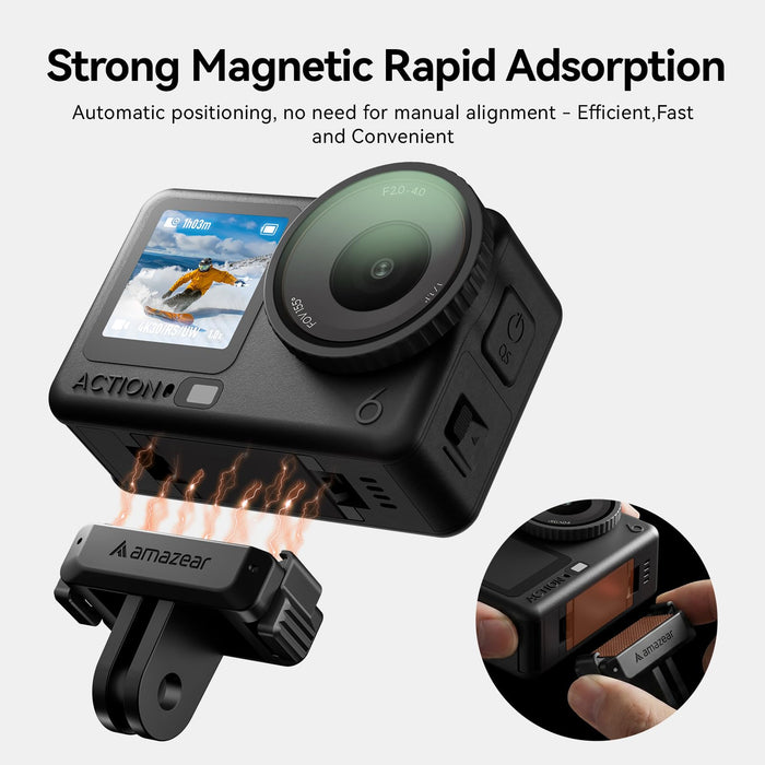 AMAZEAR Magnetic Mount for DJI OSMO Action 6 & Nano Accessories (2 Pack)