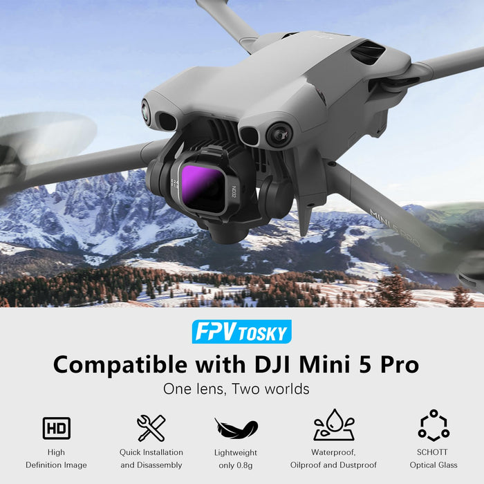 Mini 5 Pro ND Filter Set, Filters Kit Compatible with DJI Mini 5 Pro Accessories, 6 Pack (CPL, ND16, ND32, ND64, ND128, ND256)