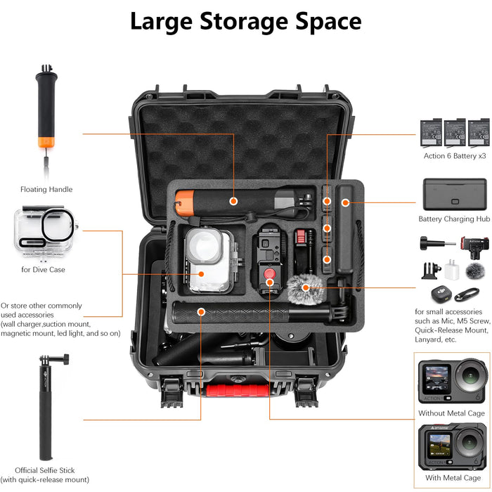 AMAZEAR Dual Layer Waterproof Hard Case for DJI OSMO Action 6