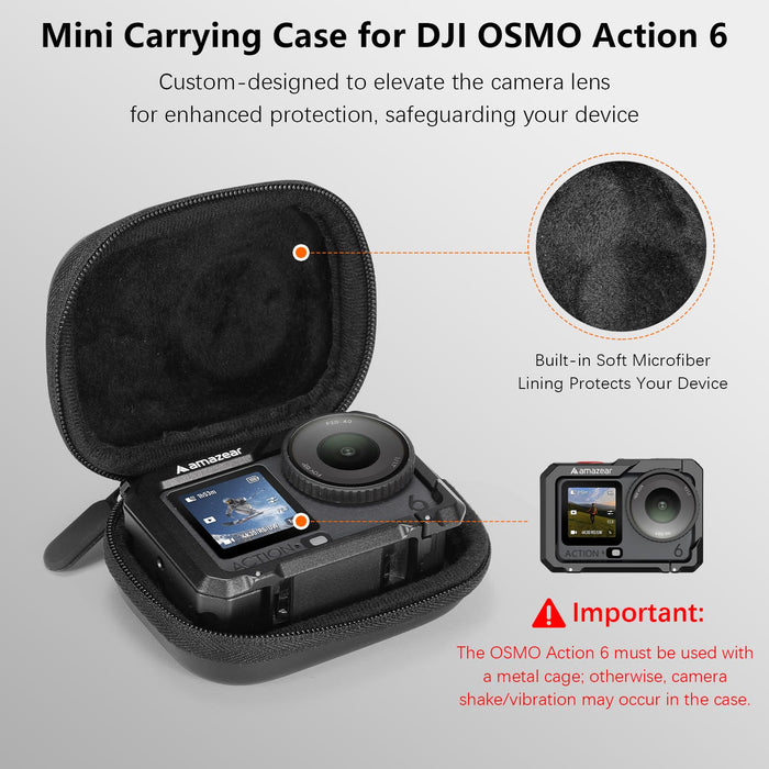 AMAZEAR Carry Case for DJI OSMO Action 6 Machine With Metal Cage