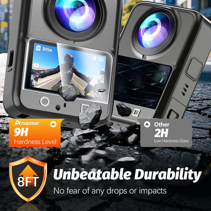 Screen Protector for DJI OSMO 360 Accessories, HD Display Film with Silicone Lens Cap 9H Hardness Tempered Glass Anti-Fingerprint Scratch Resistant