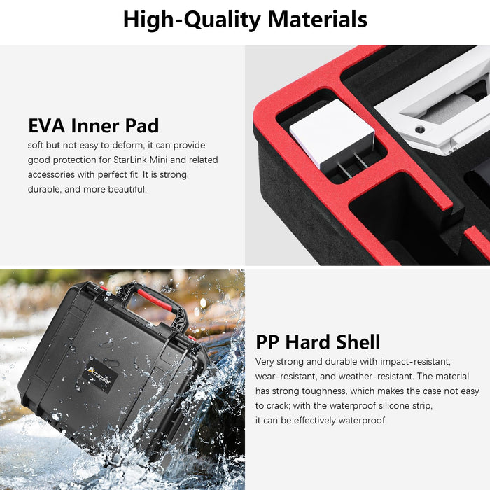 Waterproof Hard Case For Starlink Mini Dish - Protective Travel Case With Custom Foam For Complete Kit