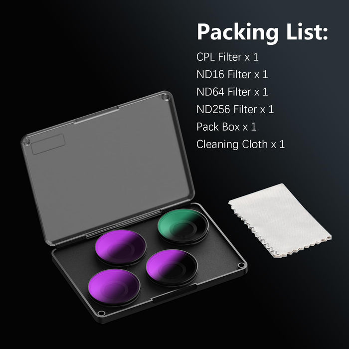 AMAZEAR ND & CPL Filters Set for DJI OSMO Action 6（ND16 + ND64 + ND256 + CPL）
